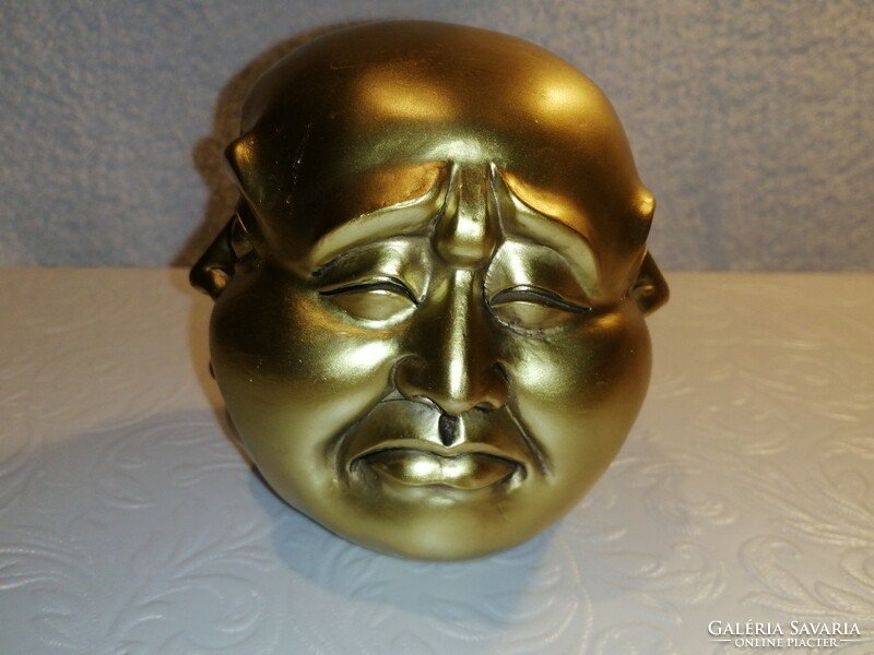 "4 oldalas arany fej" figura, szobor, íróasztal dekoráció, papír nehezék.