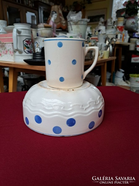 Granite polka dot blue polka dot bowl mug nostalgia piece, rustic decoration