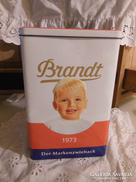 Box - 1973 year! - Brandt sponge cake - 23 x 15 x 10 cm - metal - embossed - round pattern