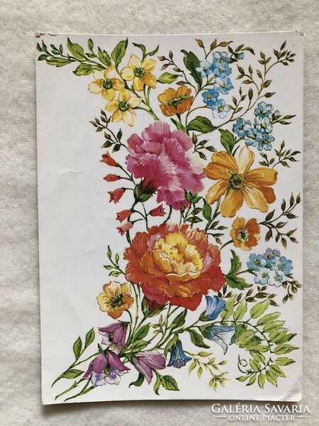 Floral postcard, graphic postcard - soldier Györgyi graphics -2.