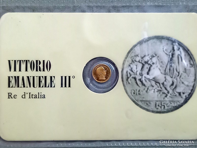 Mini arany érme Vittorio Emanuele III