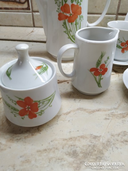 Alföldi porcelain coffee set, for six, with poppy seeds for sale!