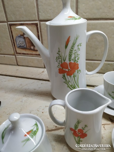 Alföldi porcelain coffee set, for six, with poppy seeds for sale!