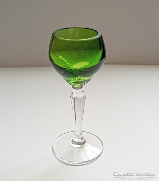 Zöld kristály üveg talpas pohár 11.5cm