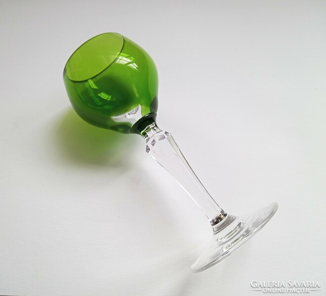 Zöld kristály üveg talpas pohár 11.5cm