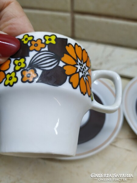 Hollóházi porcelán kávéskészlet eladó! 4 db porcelán kávés pohár kistányérral