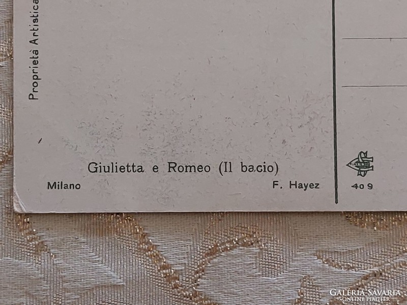 Régi képeslap művészi levelezőlap Rómeó és Júlia