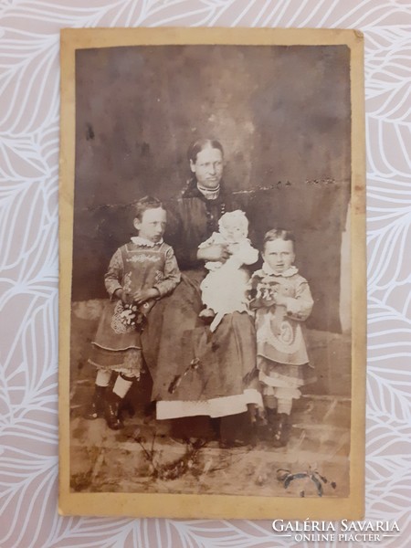 Antique photo 1881 agnelly istván photographer pest studio family photo