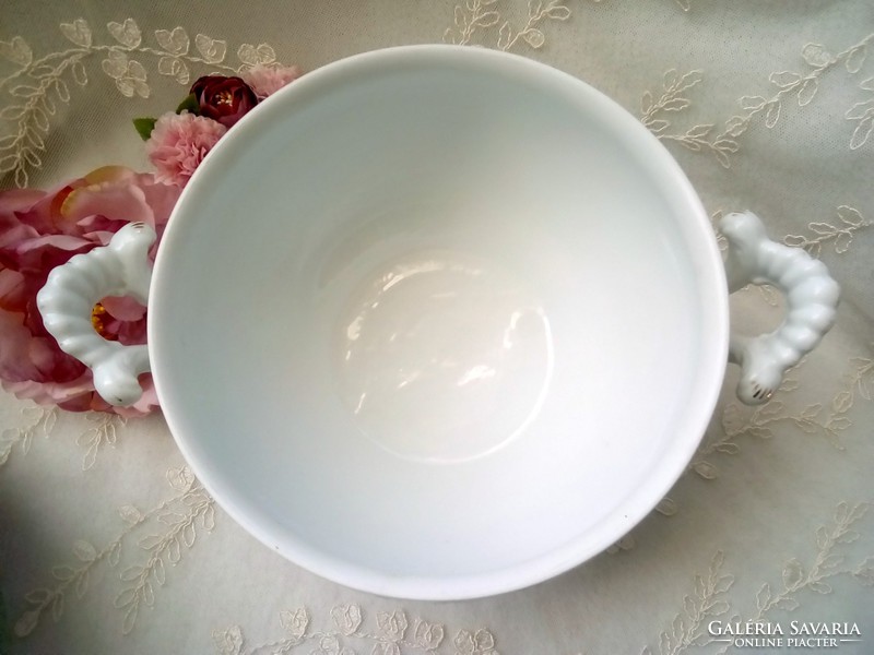 Antique rose soup bowl