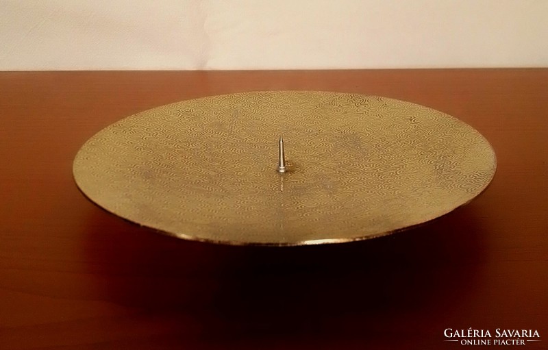 Retro metal candle holder with special surface pattern, marked olympia scale