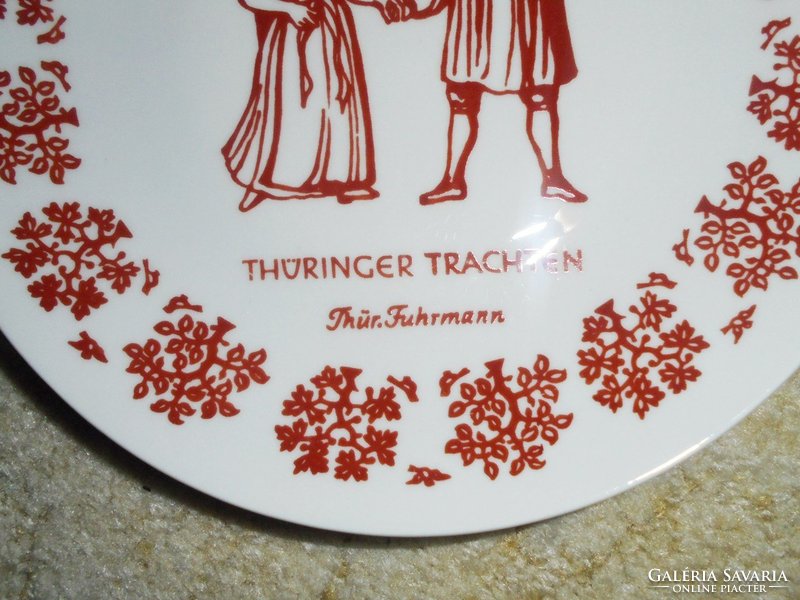 Retro Keletnémet GDR német porcelán tányér - Türingia emlék szuvenír - Lichte porcelán