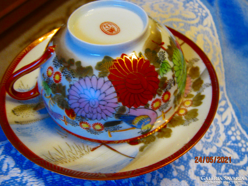 A wonderful bird's eggshell oriental cup and plate