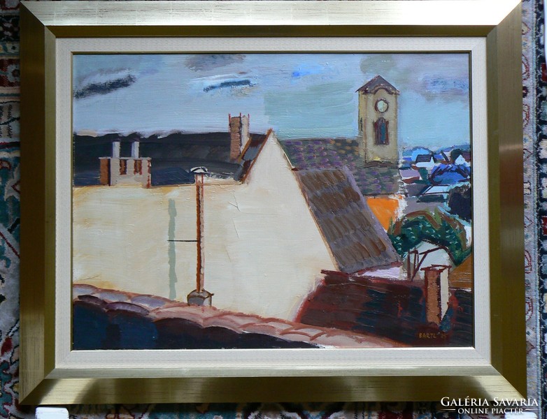 BARTL JÓZSEF (1932-2013) "SZENTENDREI TÁJ" 1985, (61X81) olaj, vászon, FESTMÉNY, EREDETI!!!