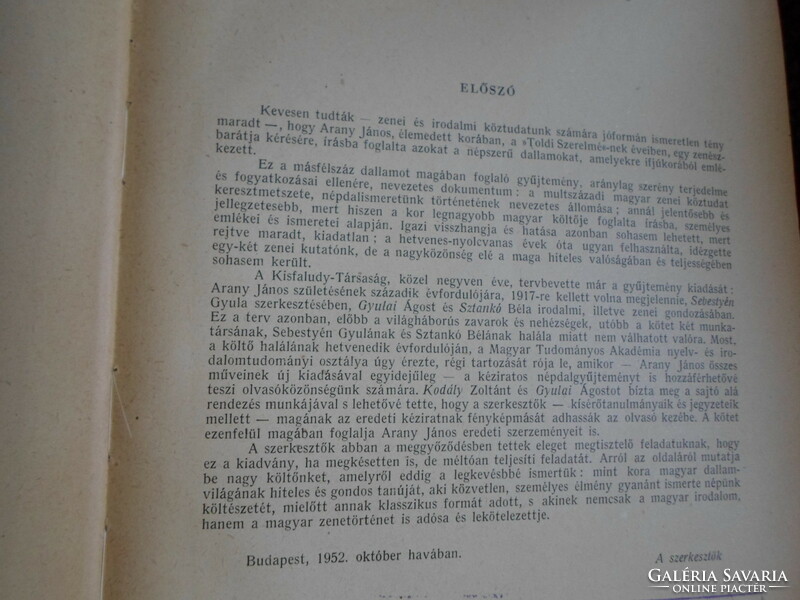 Zoltán Kodály - August of Gyula: a collection of folk songs by János Arany (academy publisher, 1952)