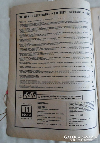 Delta – tudományos-technikai magazin (régi újság születésnapra, 1971, 1972; folyóirat, havilap)