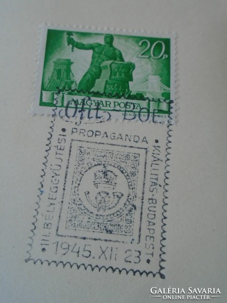 ZA412.10 Alkalmi bélyegzés  - Bélyeggyűjtési Propaganda kiállítás  1945  Ofit BOE - Budapest