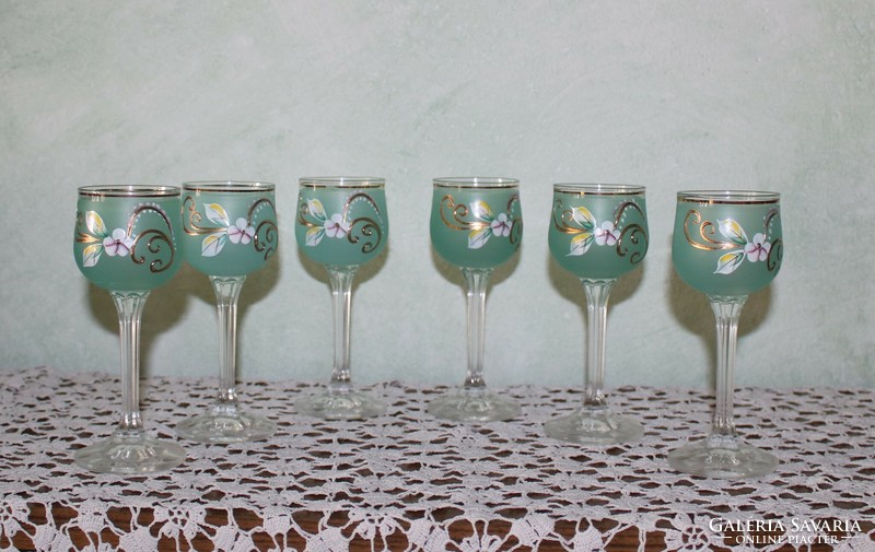 Czech crystal glass set, hand-painted decorated with 24 carat gold-brandy