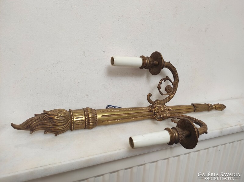 Antique empire wall arm pair cast solid brass 2 wall lamps 113