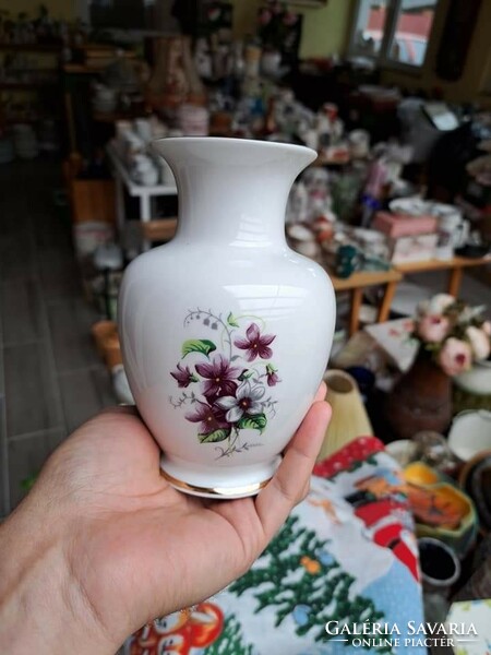 Beautiful Hólloháza porcelain violet flower vase
