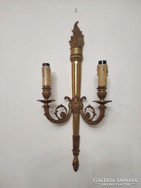 Antique empire wall arm pair cast solid brass 2 wall lamps 113
