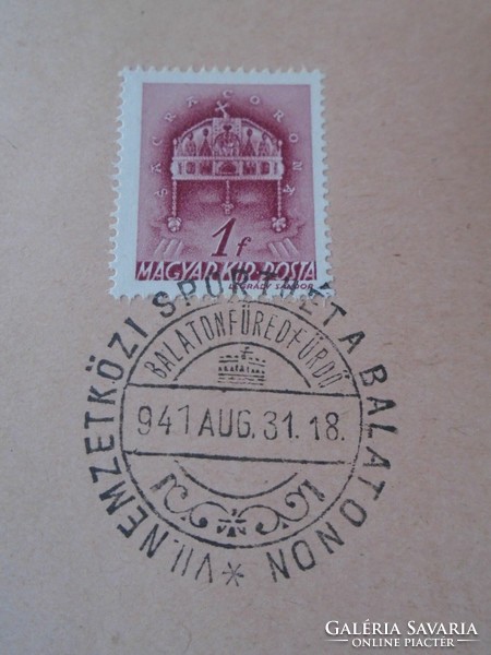 ZA411.20  Alkalmi bélyegzés  -Nemzetközi Sporthét a Balatonon - Balatonfüred 1941