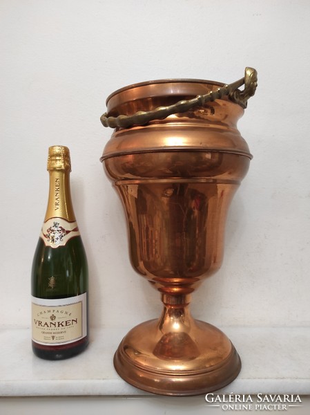 Antique champagne bucket inside tinned red copper champagne drink ice holder 732
