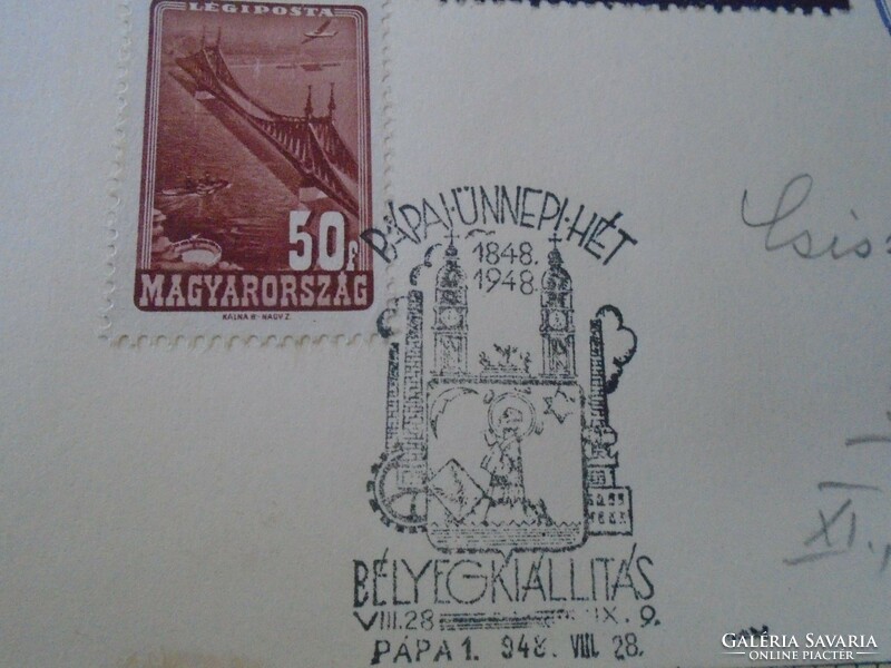 ZA414.55  Alkalmi bélyegzés- LÉGIPOSTA -PÁPA   Látogassa a pápai ünnepi hét 1848-1948 kiállításait