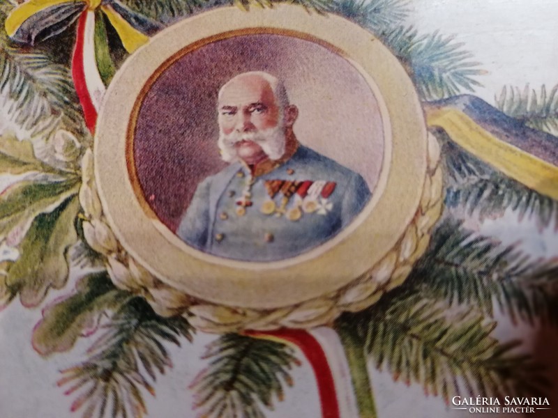 Christmas greeting card with a portrait of Emperor Franz Joseph 112.