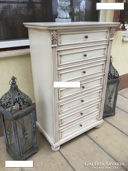 Provence furniture, antique German tin sideboard, chest of drawers.