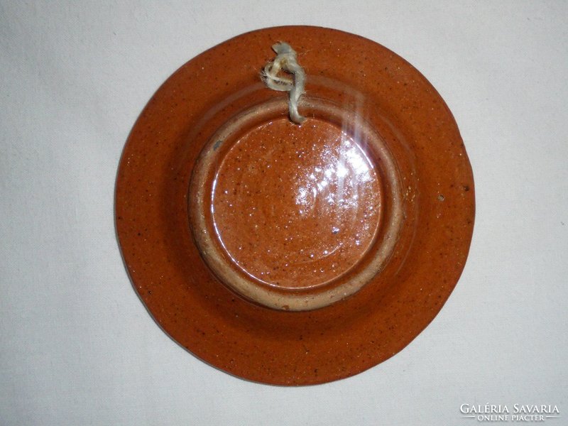 Folk art folk craft ceramic wall bowl plate - 12.3 Cm diameter