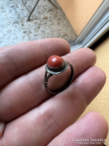 Antique coral silver ring for sale