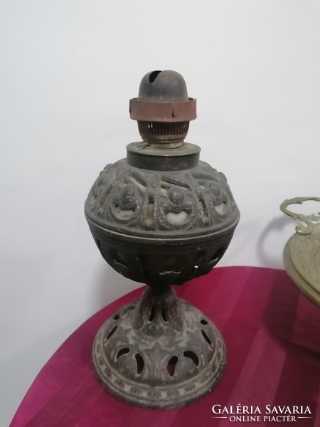 Antique iron kerosene lamp