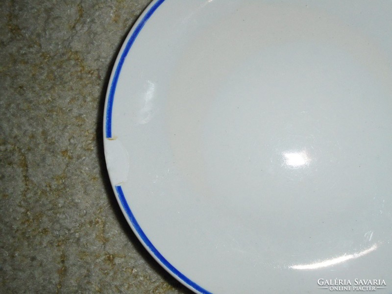 Retro kék szegélyes Hollóházi Porcelán tányér kistányér - üzemi iskolai óvodai konyha menza étkezde