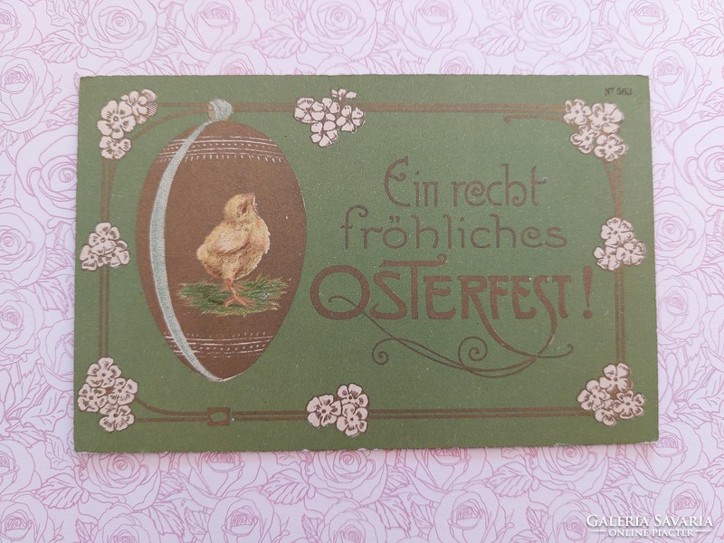Old Easter postcard Art Nouveau postcard with egg chick
