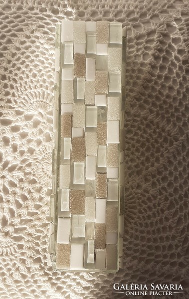 Fehér-bézs mozaik üveg váza