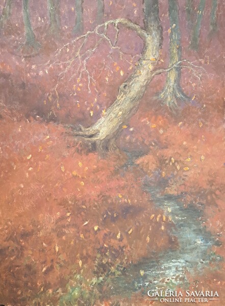 Kapicz Margit: Erdei táj patakkal (75x58 cm pasztell) nagyméretű tájkép