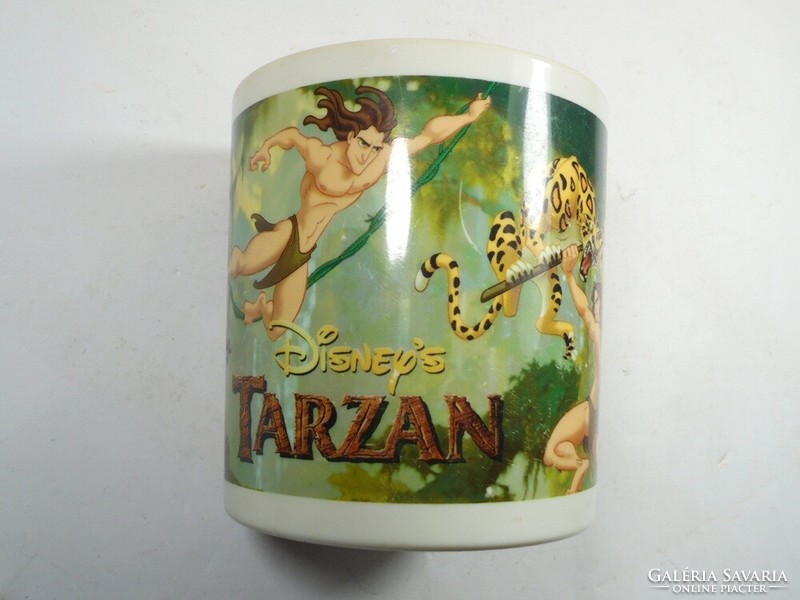 Retro régi műanyag Walt Disney Tarzan gyerek mese bögre - 9 cm magas - kb. 1990-es évekből