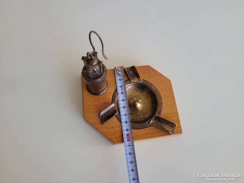 Régi vintage bányász emlék szuvenír réz lámpa lámpás hamuzó asztali dísz