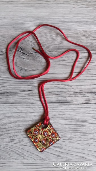 Murano glass pendant on silk cord