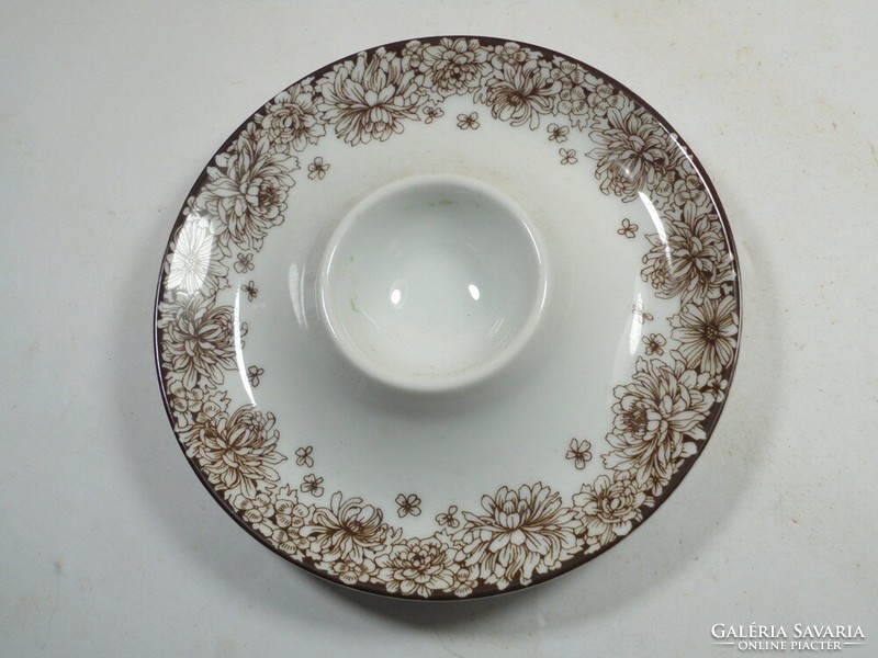 Régi retro Virág mintás porcelán főtt tojás tálaló kis tányér