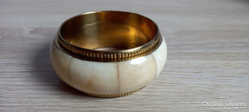 Copper bracelet with bone inlay