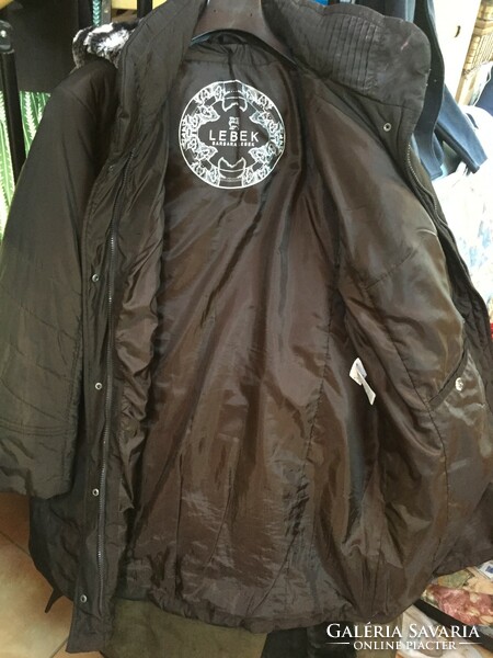 Barbara lebek brand hooded, dark brown, high quality, warm women's jacket size 46/48