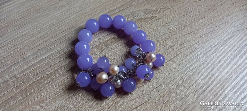 Bracelet made of special purple agate and cultured pearl