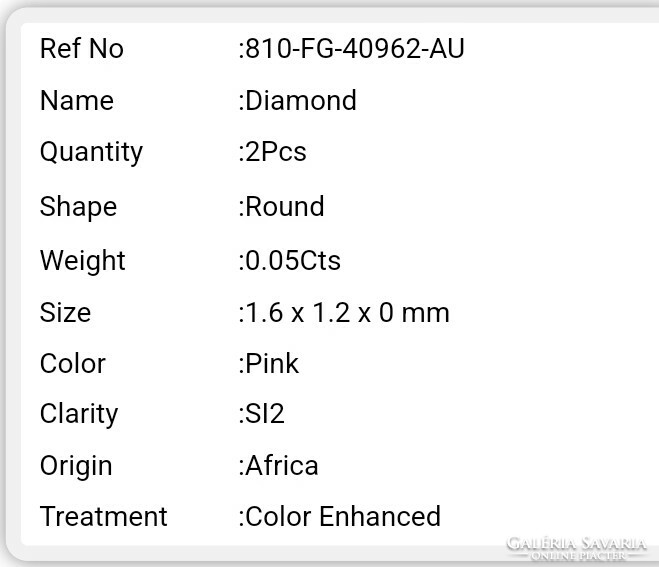 Valódi bevizsgált természetes pink gyémánt 0,05 ct Afrikából!