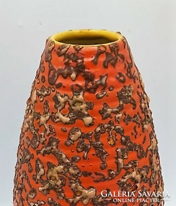 29,5 cm, szivar formájú retro váza, magyar iparművészeti kerámia