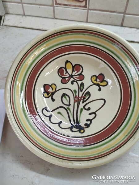 Ceramic wall plate, 2 decorative bowls for sale! Sárospataki ceramic decorative bowl