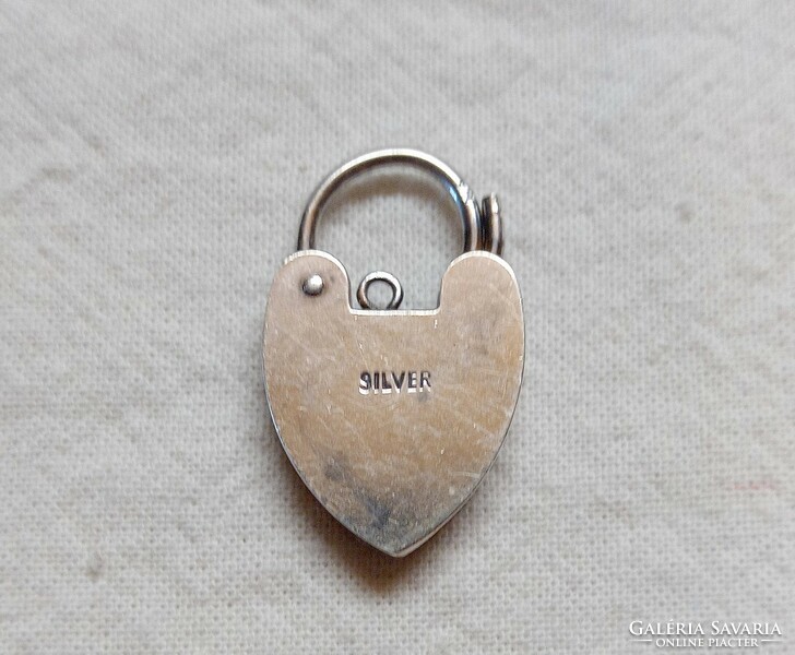 Antique love lock silver pendant