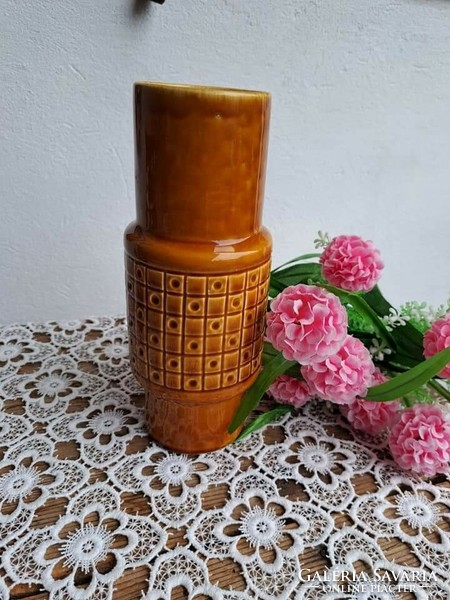 Beautiful 24.5 Cm tall granite brown vase collector's item mid-century modern home decoration heirloom