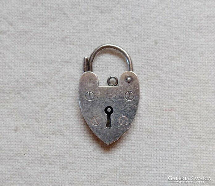Antique love lock silver pendant