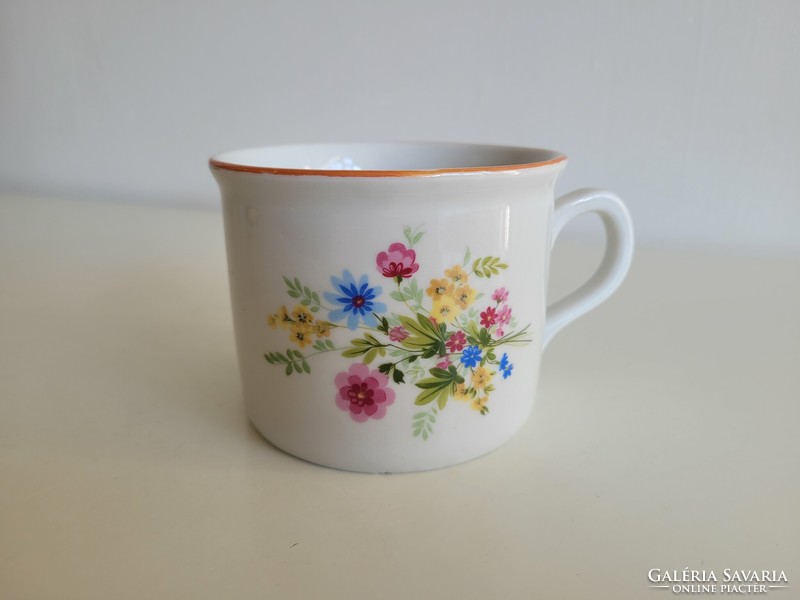 Old Zsolnay porcelain 0.5 liter large mug with sour cream and sleeping milk flower pattern folk cup